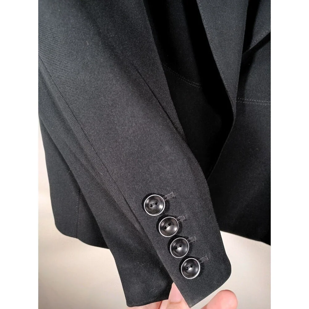 Talbots Petites Black Single Button Workwear Career Womens Blazer Size 12W